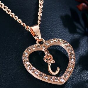 Rose Gold Heart Pendant Necklace ( C)